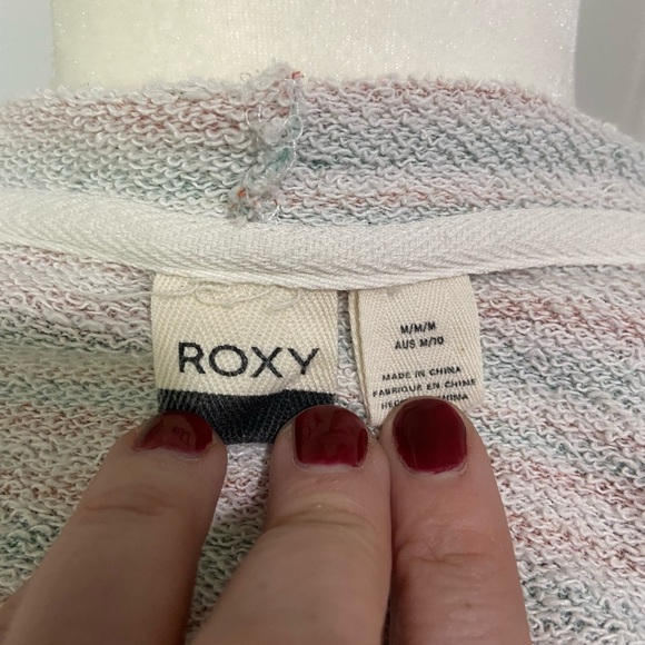 Roxy women's M terry cloth stripe full zip hoodie EUC - Picture 7 of 8
